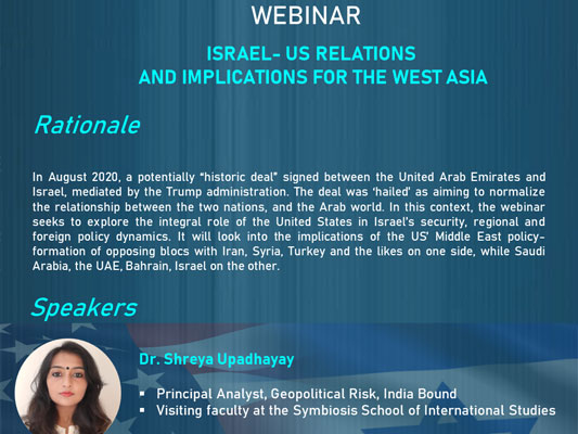 Webinar on Israel- US relations and the implications for West  Asia